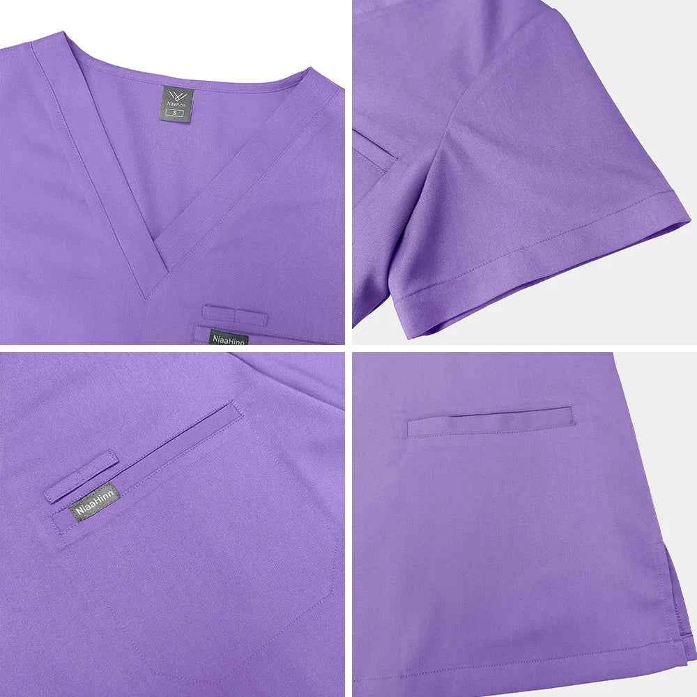 Niaahinn Nurse Scrub Set — Short Sleeve Top & Pants | Stylish Medical Uniform for Healthcare Professionals