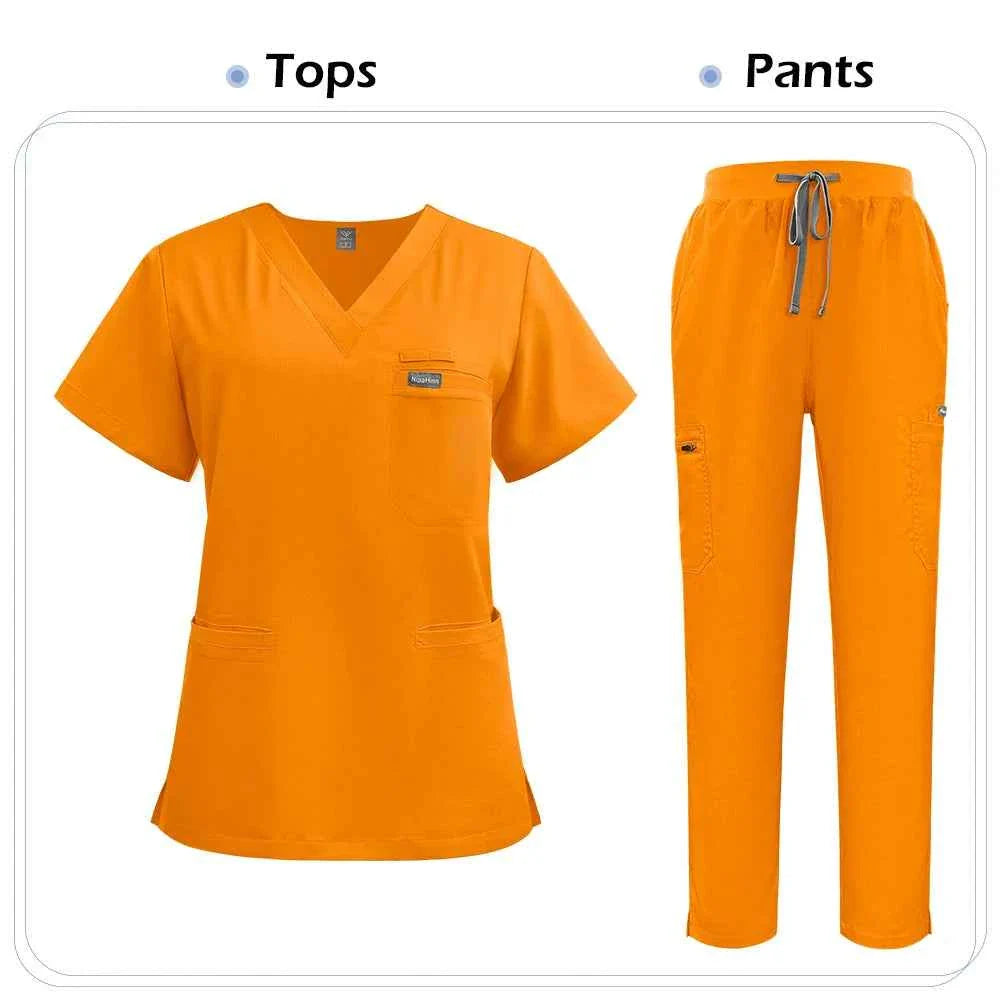 Niaahinn Nurse Scrub Set — Short Sleeve Top & Pants | Stylish Medical Uniform for Healthcare Professionals