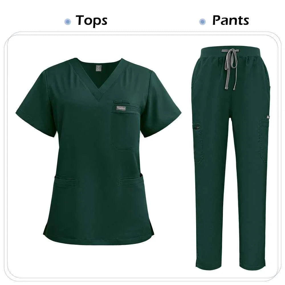 Niaahinn Nurse Scrub Set — Short Sleeve Top & Pants | Stylish Medical Uniform for Healthcare Professionals