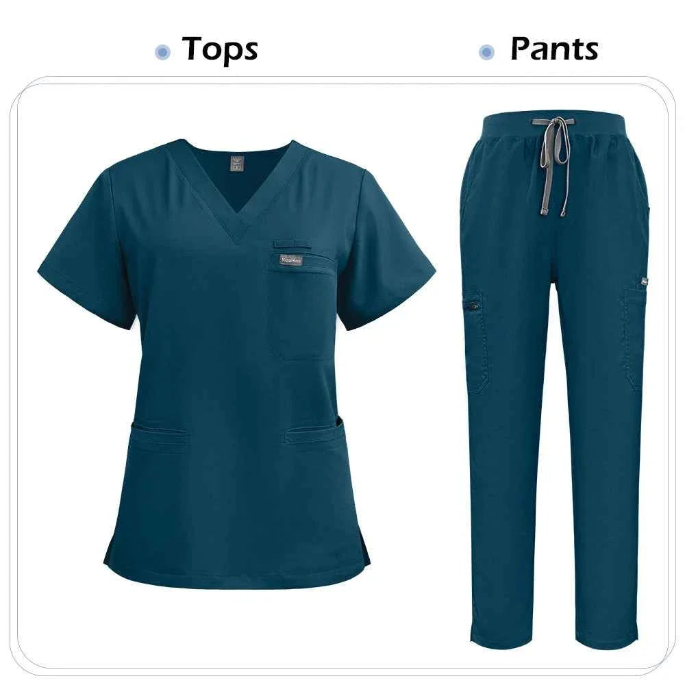 Niaahinn Nurse Scrub Set — Short Sleeve Top & Pants | Stylish Medical Uniform for Healthcare Professionals