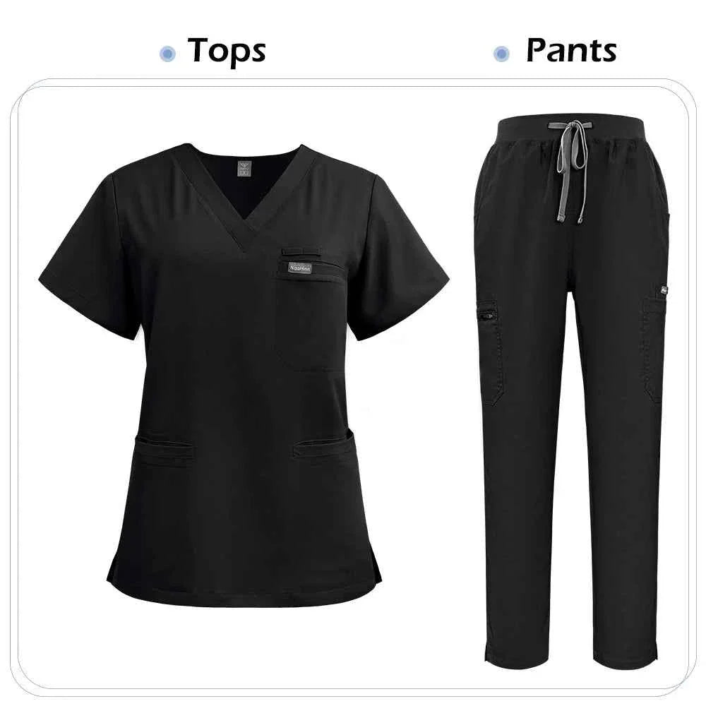 Niaahinn Nurse Scrub Set — Short Sleeve Top & Pants | Stylish Medical Uniform for Healthcare Professionals
