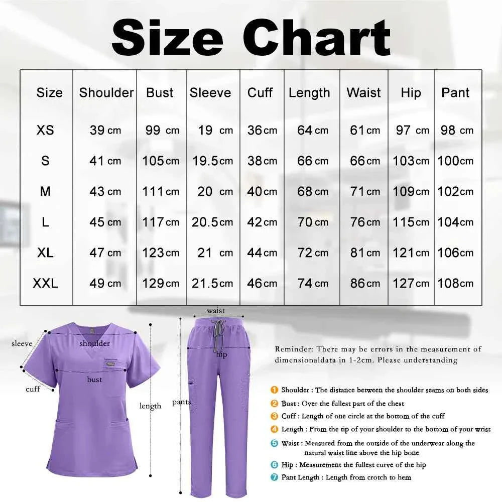 Niaahinn Nurse Scrub Set — Short Sleeve Top & Pants | Stylish Medical Uniform for Healthcare Professionals