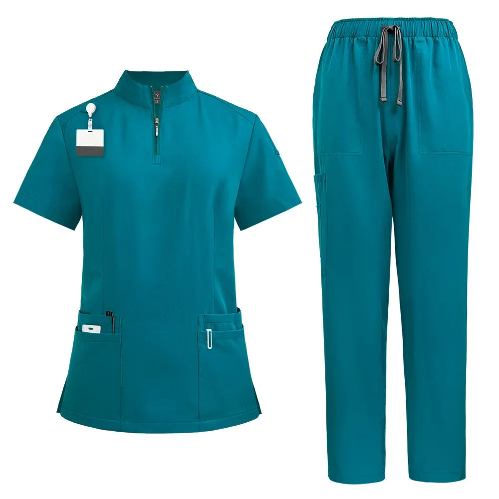 Unisex V-Neck Nurse Scrubs Set — Comfortable Medical Uniform for Nurses & Healthcare Professionals